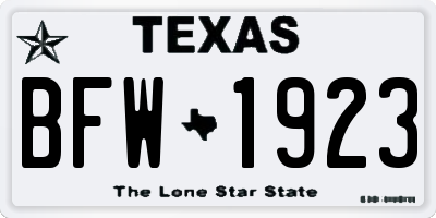 TX license plate BFW1923