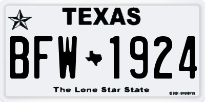 TX license plate BFW1924