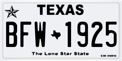 TX license plate BFW1925