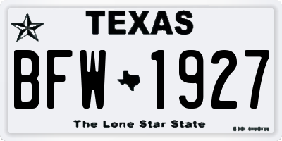 TX license plate BFW1927
