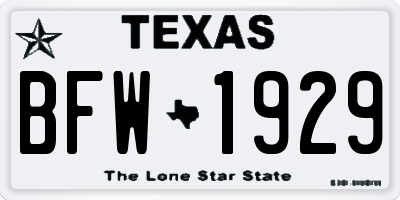 TX license plate BFW1929