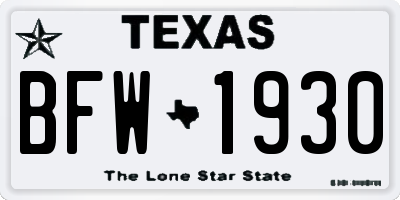 TX license plate BFW1930