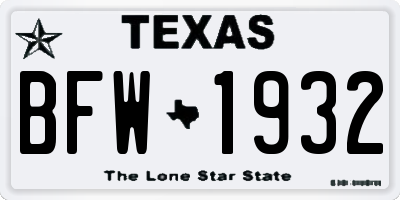 TX license plate BFW1932