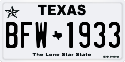 TX license plate BFW1933