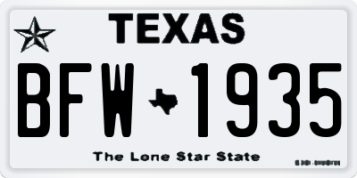 TX license plate BFW1935
