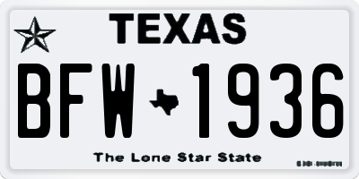 TX license plate BFW1936