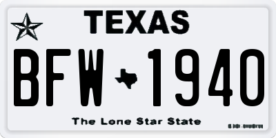 TX license plate BFW1940