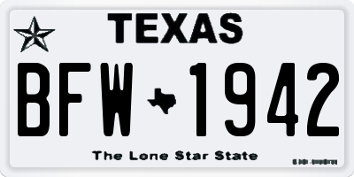 TX license plate BFW1942