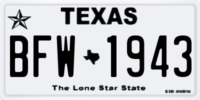 TX license plate BFW1943