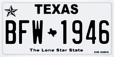 TX license plate BFW1946