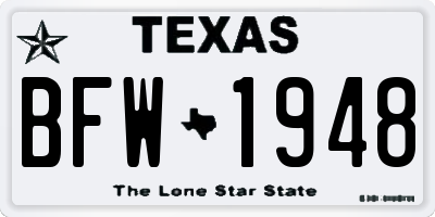 TX license plate BFW1948