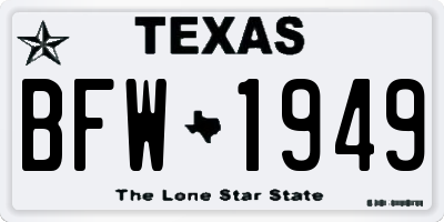 TX license plate BFW1949