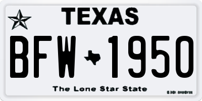 TX license plate BFW1950