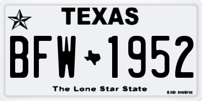 TX license plate BFW1952