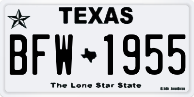 TX license plate BFW1955