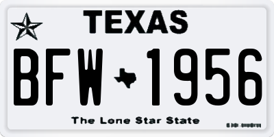 TX license plate BFW1956