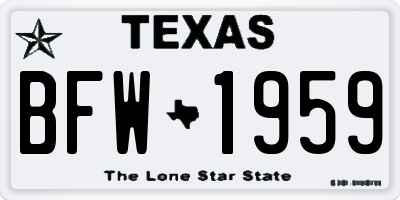 TX license plate BFW1959