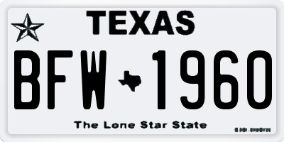 TX license plate BFW1960