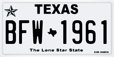 TX license plate BFW1961