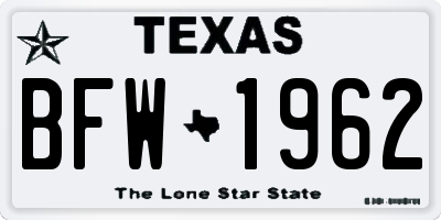 TX license plate BFW1962