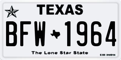 TX license plate BFW1964