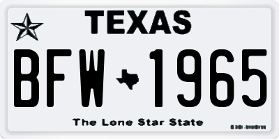 TX license plate BFW1965