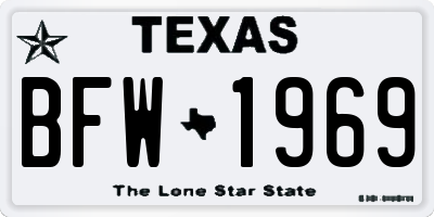TX license plate BFW1969