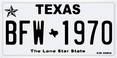 TX license plate BFW1970