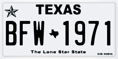 TX license plate BFW1971