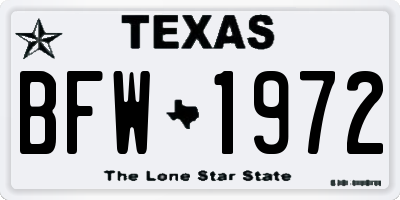 TX license plate BFW1972