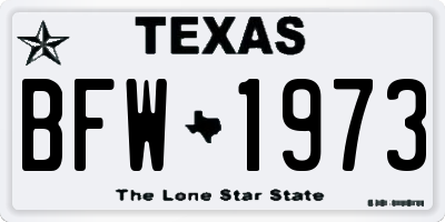 TX license plate BFW1973