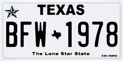 TX license plate BFW1978