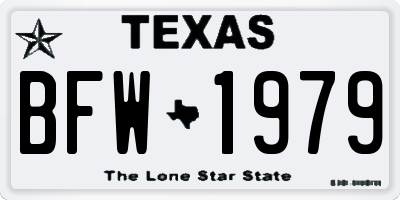 TX license plate BFW1979