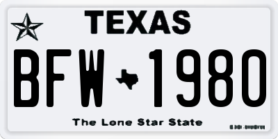 TX license plate BFW1980