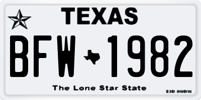 TX license plate BFW1982
