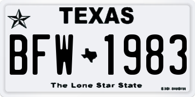 TX license plate BFW1983