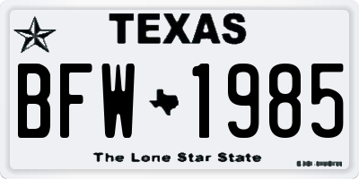 TX license plate BFW1985