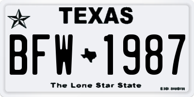 TX license plate BFW1987