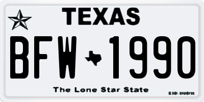 TX license plate BFW1990
