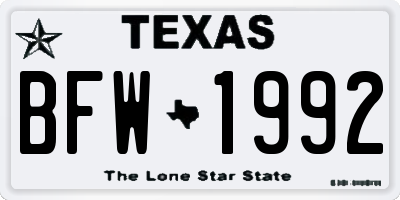 TX license plate BFW1992