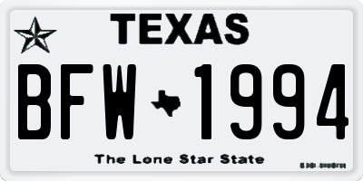TX license plate BFW1994