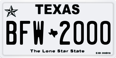 TX license plate BFW2000