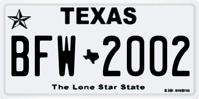 TX license plate BFW2002