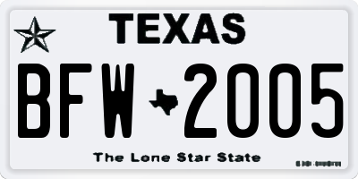 TX license plate BFW2005