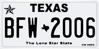 TX license plate BFW2006