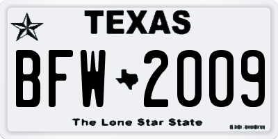 TX license plate BFW2009