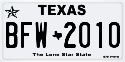 TX license plate BFW2010