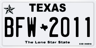 TX license plate BFW2011