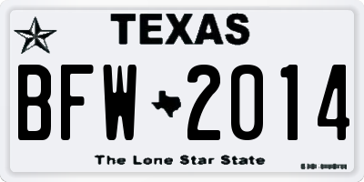 TX license plate BFW2014