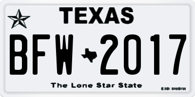 TX license plate BFW2017